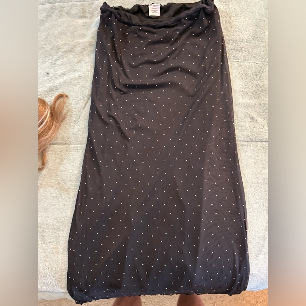 No Boundaries Black Maxi Skirt with White Dots
